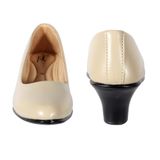 Fomal belly shoe for women with short comfortable heel. - Cream