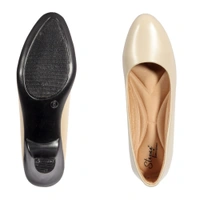 Fomal belly shoe for women with short comfortable heel. - Cream