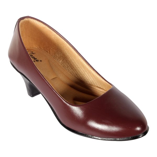 Fomal belly shoe for women with short comfortable heel. - Cherry