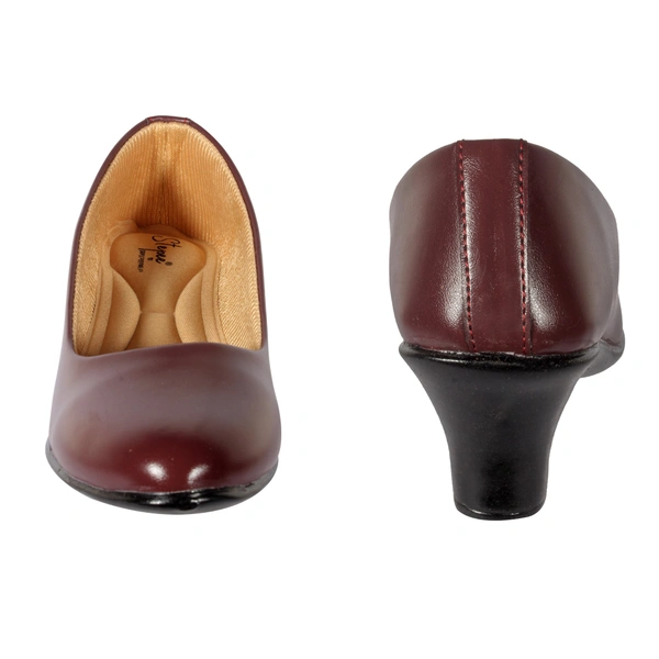 Fomal belly shoe for women with short comfortable heel. - Cherry