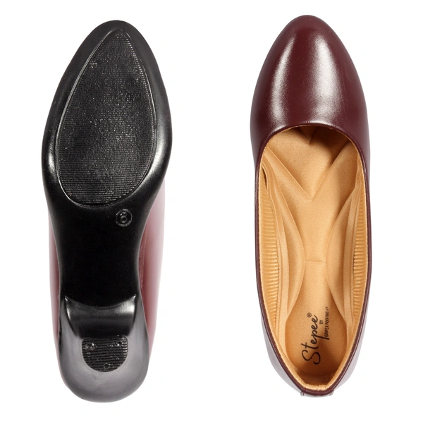 Fomal belly shoe for women with short comfortable heel. - Cherry