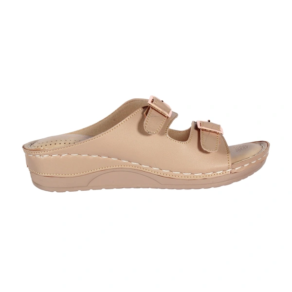 Stepee Double buckle Doctor slippers with Airmax sole - Beige