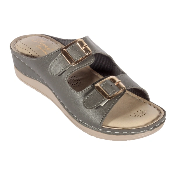 Stepee Double buckle Doctor slippers with Airmax sole - Gray