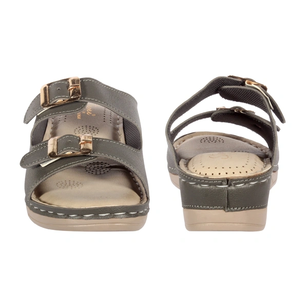 Stepee Double buckle Doctor slippers with Airmax sole - Gray