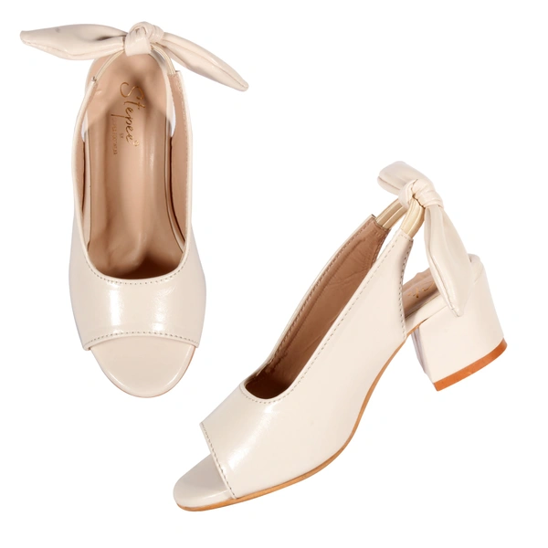 Kids Short heel open toe sandals for girls - Cream
