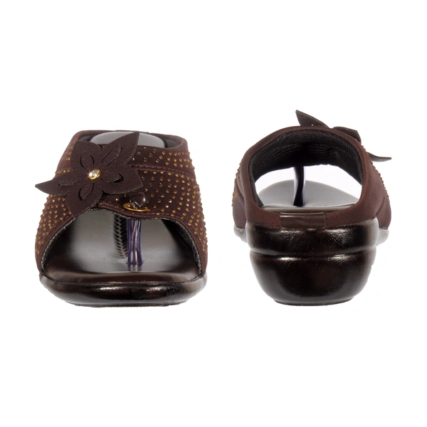 Soft pillow comfort slippers for wome with siroski - Brown