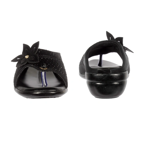 Soft pillow comfort slippers for wome with siroski - Black