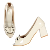Open toe heel belly with 2 inch heel for women - Cream