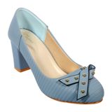 Mat look 2 inch heel belly with style and comfort - Blue