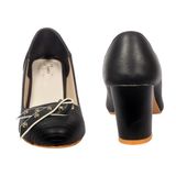 Mat look 2 inch heel belly with style and comfort - Black