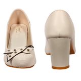 Mat look 2 inch heel belly with style and comfort - Cream