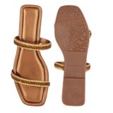 STEPEE Flat slipper for women with diamond chain G664 - Copper