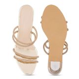 Stepee G693 Glass Heel Partywear Slippers - Golden