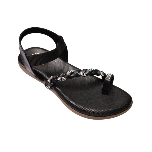 Stepee Flat arba Sandal with extra padding - Black