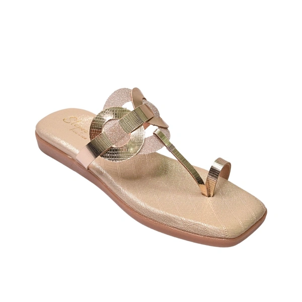 STEPEE flat arba slippers with rings style kolhapuri - Gold