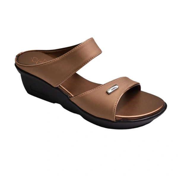 STEPEE short platform casual 2 inch heel slippers - Copper