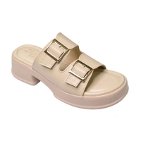 Stepee Short Heel Airmax Sole Slippers For Women - Cream