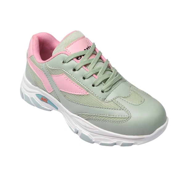 Stepee Womens White Sole Casual Walking Sneakers Shoes - Green
