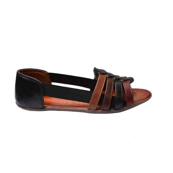 STEPEE TPR Sole Burnish Leather Look Sandals - Black