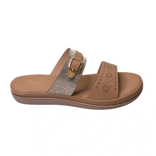 Stepee Flat Arba Sandal With Extra Padding - Tan