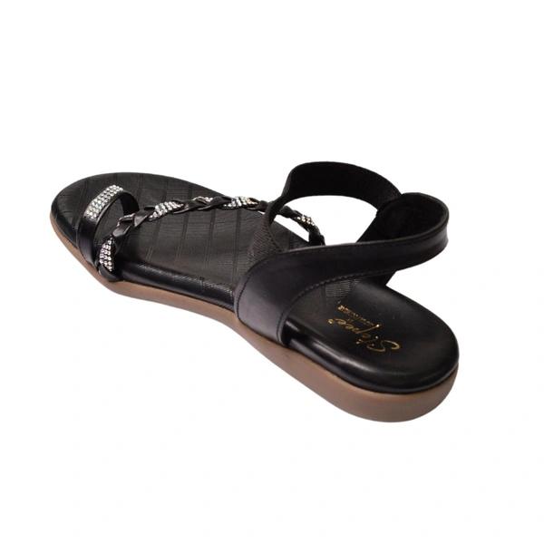 Stepee Flat arba Sandal with extra padding - Black