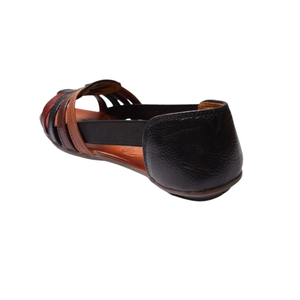 STEPEE TPR Sole Burnish Leather Look Sandals - Black