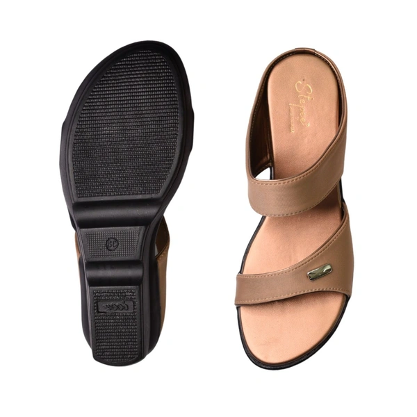 STEPEE short platform casual 2 inch heel slippers - Copper