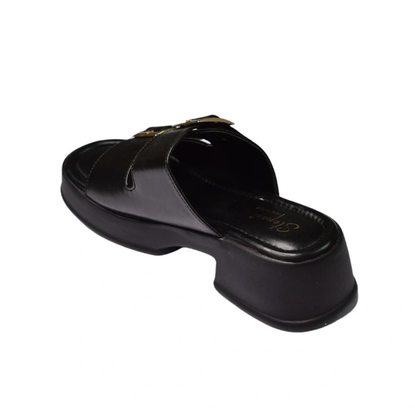 Stepee Short Heel Airmax Sole Slippers For Women - Black