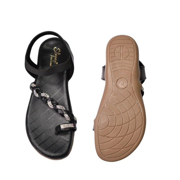 Stepee Flat arba Sandal with extra padding - Black