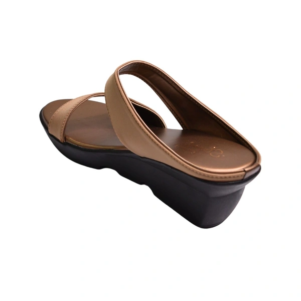 STEPEE short platform casual 2 inch heel slippers - Copper