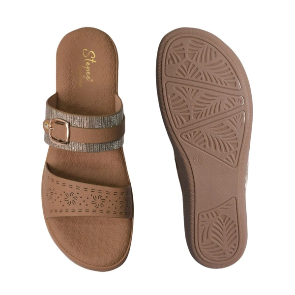 Stepee Flat Arba Sandal With Extra Padding - Tan