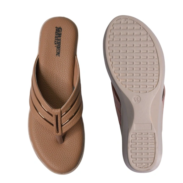 Stepee soft padding comfort slippers for women - Tan