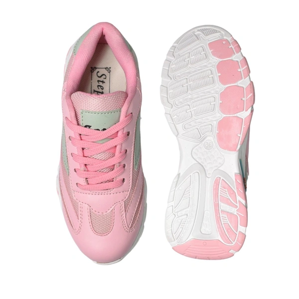Stepee Womens White Sole  Casual Walking Sneakers Shoes - Pink