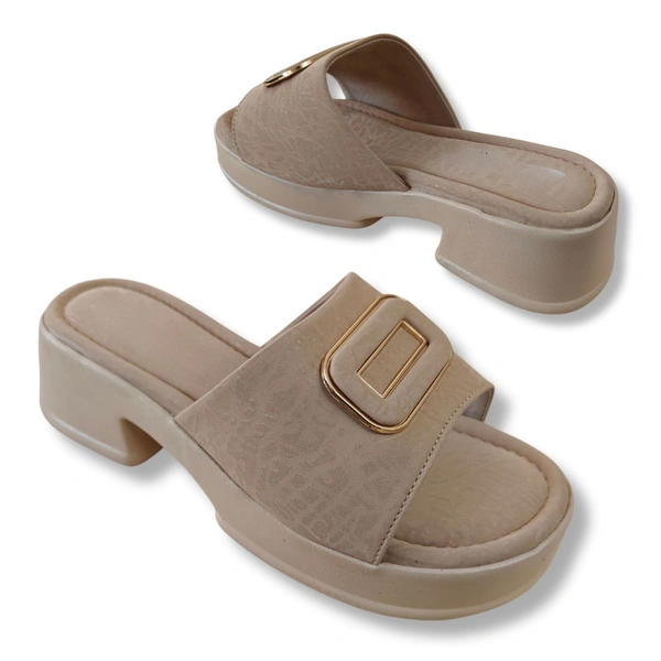 Stepee SHort heel airmax sole slippers for women - Beige