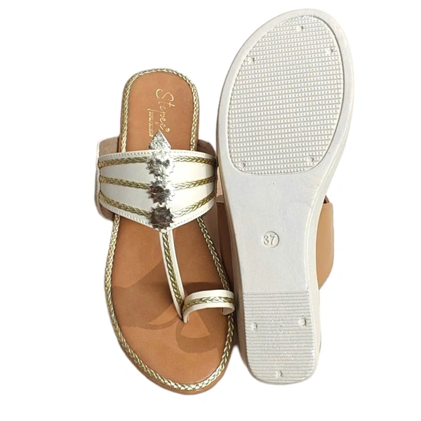 STEPEE KOLHAPURI SANDAL - White