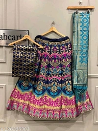 GLCa-126325381 Woven design semistitched lehenga choli - Semi Stitched, Lunar Green