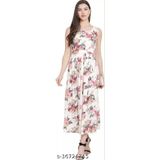 GTCa-36724745 Cream Floral Sleeveless Dress - Wewak, L