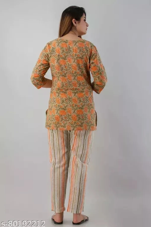 GTCa-80192212 Stylish Night Suit for Women - Tangerine, XXXL