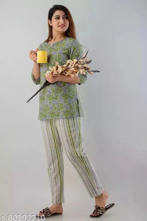 GTCa-80192212 Stylish Night Suit for Women - Shadow Green, L