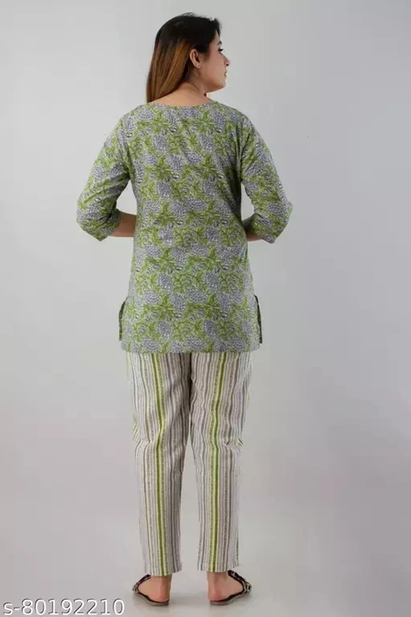 GTCa-80192212 Stylish Night Suit for Women - Shadow Green, L