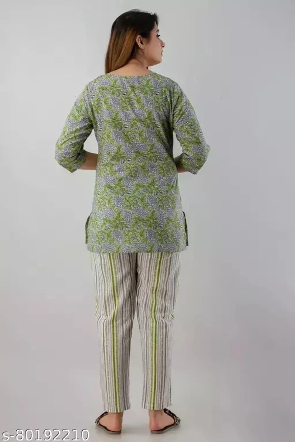 GTCa-80192212 Stylish Night Suit for Women - Shadow Green, XL