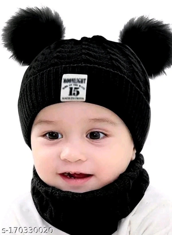 GWSc- 170330019 Tompik Assorted colour Cute Panda Cartoon Monkey Cap - Black, 7-8 Years