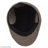 GWSc- 185341505 Zacharias Men's Checkered Woolen Golf Cap  - Sand Dune, Free Size