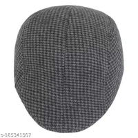 GWSc- 185341505 Zacharias Men's Checkered Woolen Golf Cap  - Dove Gray, Free Size