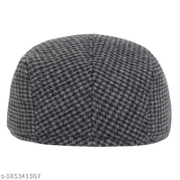 GWSc- 185341505 Zacharias Men's Checkered Woolen Golf Cap  - Dove Gray, Free Size