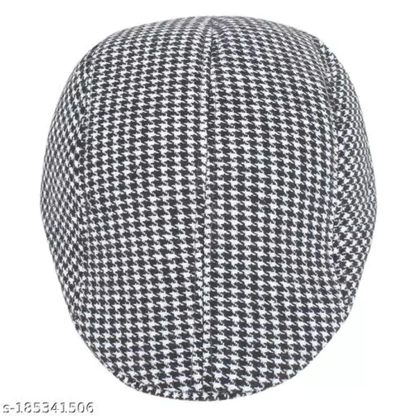 GWSc- 185341505 Zacharias Men's Checkered Woolen Golf Cap  - Black Check, Free Size