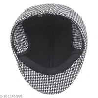 GWSc- 185341505 Zacharias Men's Checkered Woolen Golf Cap  - Black Check, Free Size