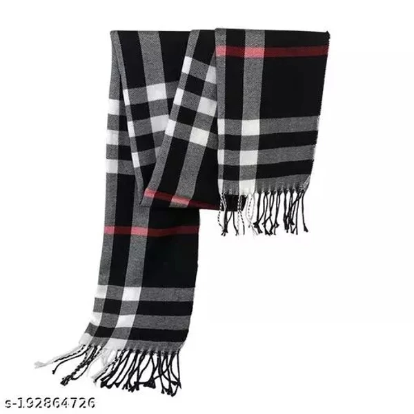 GWSc- 192864726 Alexvyan Black Big Check Pattern Winter Stoles Muffler Scarf  - Black Checked, Free Size