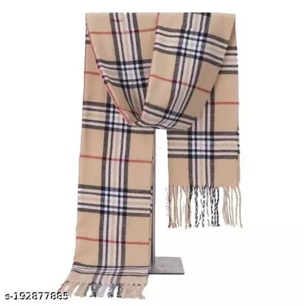 GWSc- 192877885 Alexvyan Check Pattern Winter Stoles Muffler Scarf  - Almond, Free Size