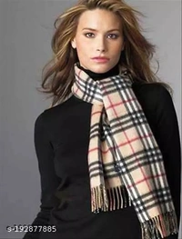 GWSc- 192877885 Alexvyan Check Pattern Winter Stoles Muffler Scarf  - Almond, Free Size